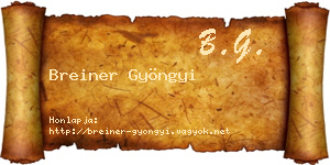 Breiner Gyöngyi névjegykártya